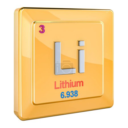 Téléchargez les photos : Icône Lithium Li, élément chimique. rendu 3D isolé sur fond blanc - en image libre de droit