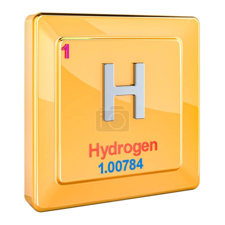 Téléchargez les photos : Icône H hydrogène, signe d'élément chimique. rendu 3D isolé sur fond blanc - en image libre de droit