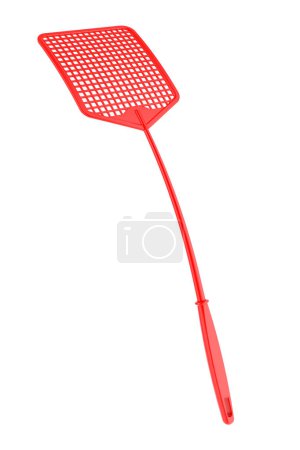 Photo for Red Fly Swatter, 3D rendering isolated on white backgroun - Royalty Free Image