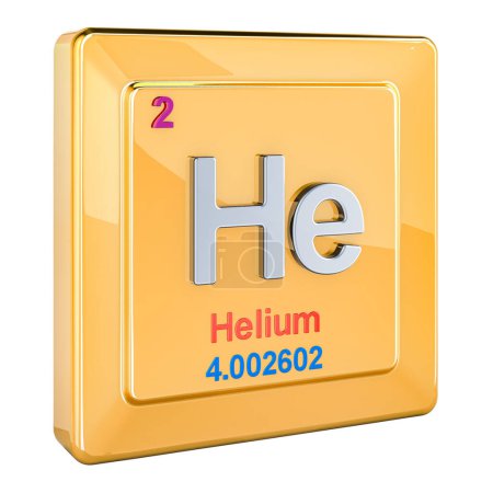 Téléchargez les photos : Hélium He icône, signe d'élément chimique. rendu 3D isolé sur fond blanc - en image libre de droit