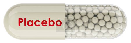 Téléchargez les photos : Pilule placebo capsule, rendu 3D isolé sur fond blanc - en image libre de droit