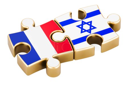 Photo for Israel and France puzzles from flags, relation concept. 3D rendering isolated on white background - Royalty Free Image