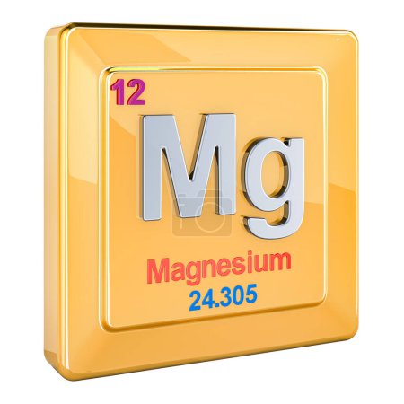Téléchargez les photos : Icône Magnésium Mg, signe d'élément chimique. rendu 3D isolé sur fond blanc - en image libre de droit