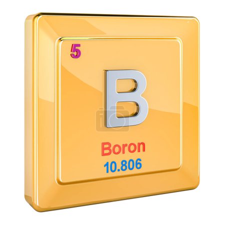 Photo for Boron B icon, chemical element sign. 3D rendering isolated on white background - Royalty Free Image
