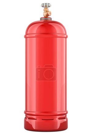 Photo for Red cylinder with flammable compressed gas, propane or butane gas. 3D rendering isolated on white background - Royalty Free Image