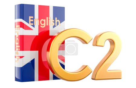 Téléchargez les photos : C2 niveau anglais, concept. C2 Compétence. rendu 3D isolé sur fond blanc - en image libre de droit