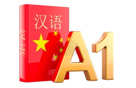 A1 Chinese level, concept. Level intermediate, 3D rendering isolated on white background