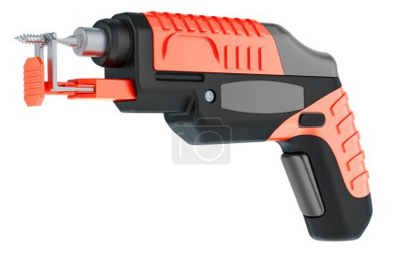 Cordless electric screwdriver, screw gun. 3D rendering isolated on white background