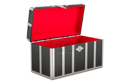 Photo for Empty Treasure Chest, 3D rendering isolated on white background - Royalty Free Image