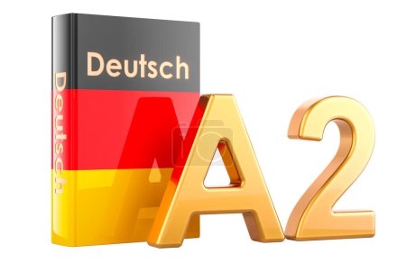 A2 German level, concept. Level pre intermediate, 3D rendering isolated on white background