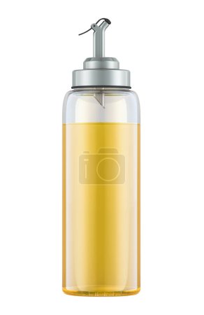 Photo for Glass Oil Dispenser Bottle with Stainless Steel Spout, 3D rendering isolated on white background - Royalty Free Image