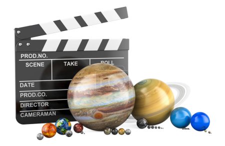 Photo for Astronomy documentary. Science film about solar system, space. 3D rendering isolated on white background - Royalty Free Image