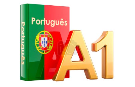 Téléchargez les photos : A1 Niveau portugais, concept. Niveau intermédiaire, rendu 3D isolé sur fond blanc - en image libre de droit