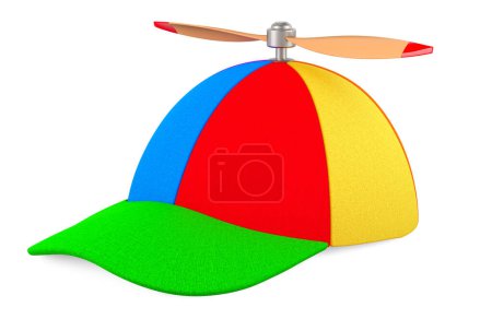 Propeller Hat, propeller colorful baseball cap, 3D rendering isolated on white background