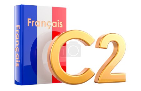 C2 Niveau français, concept. C2 Compétence. rendu 3D isolé sur fond blanc