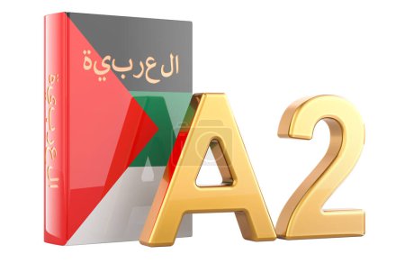 A2 Nivel árabe, concepto. Nivel pre intermedio, renderizado 3D aislado sobre fondo blanco