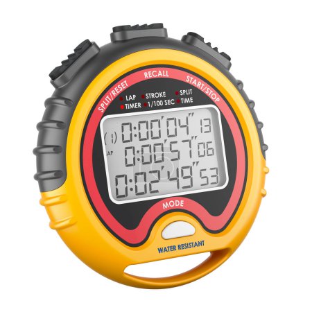 Digital sports stopwatch, 3D rendering isolated on white background