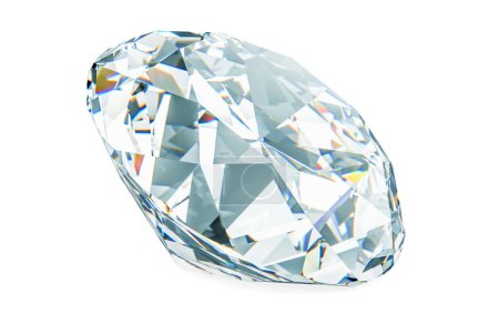 Diamant, 3D-Darstellung isoliert auf weißem Hintergrund