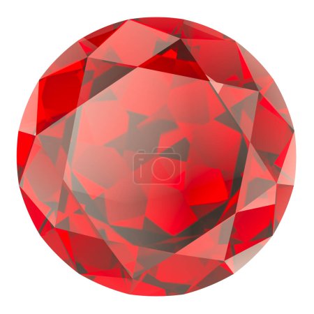 Photo for Red gem. Ruby, rhodolite or garnet, 3D rendering isolated on white background - Royalty Free Image