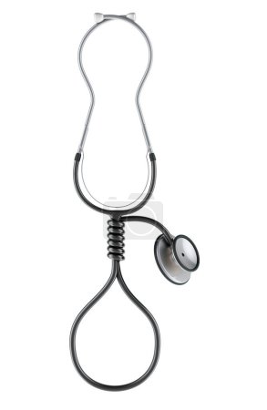 Noose from stethoscope. Medical error, concept. 3D rendering isolated on white background