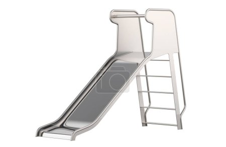 Stainless-steel slide for playground, 3D rendering isolated on white background
