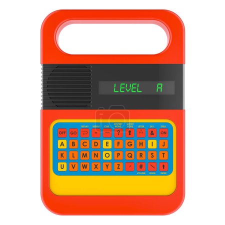 Vintage Speak Electronic Learning Toy. 3D rendering isolated on white background