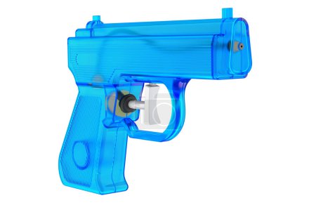 Téléchargez les photos : Blue Water Gun, pistolet à eau pour enfants. rendu 3D isolé sur fond blanc - en image libre de droit