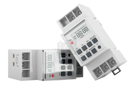 Digital timer switches, 3D rendering isolated isolated on transparent background