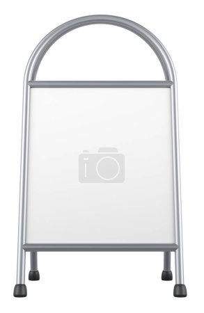 Photo for Blank white sandwich board with metallic frame. Outdoor Advertisement Board Mockup. 3D rendering isolated on white background - Royalty Free Image