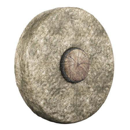 Antique Stone Wheel, 3D rendering isolated on white background       