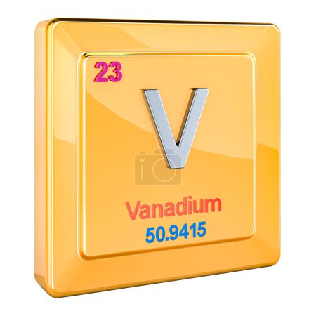 Téléchargez les photos : Vanadium V, signe chimique. rendu 3D isolé sur fond blanc - en image libre de droit