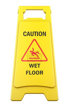 Photo for Caution Wet Floor Sign, 3D rendering isolated on white background - Royalty Free Image