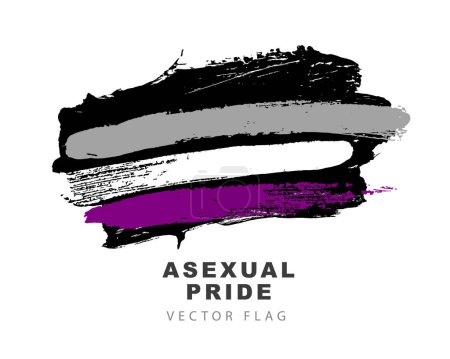 Ilustración de Flag of asexual pride. Colored brush strokes drawn by hand. A colorful logo of one of the LGBT flags. Lack of sexual orientation. Sexual identification. - Imagen libre de derechos