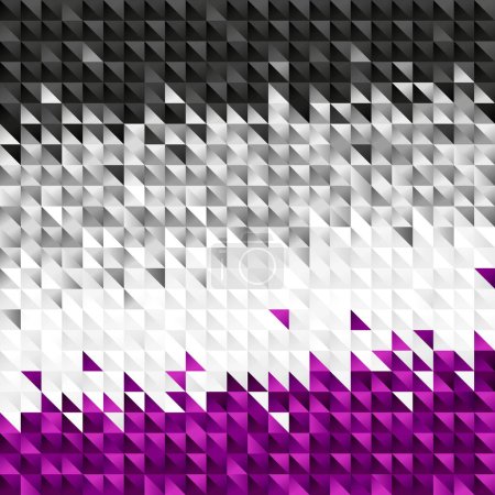 Ilustración de Abstract background of small colorful black, gray, white and purple triangles. Flag of asexual pride. Lack of sexual orientation. Sexual identification. - Imagen libre de derechos