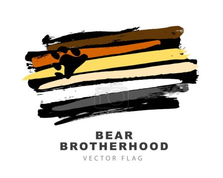 Téléchargez les illustrations : The flag of the bear brotherhood. Colored brush strokes drawn by hand. A colorful logo of one of the LGBT flags. Gay bear. Sexual identification. Vector illustration on a white background. - en licence libre de droit