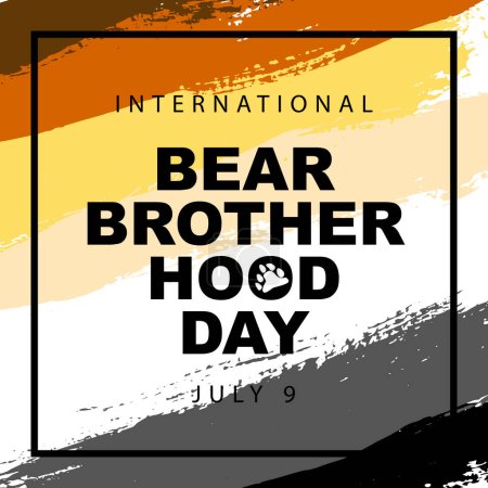 Téléchargez les illustrations : The flag of the bear brotherhood. July 9, the International Day of the Bear Brotherhood. Brown, orange, yellow, white, gray and black brush strokes drawn by hand. Sexual identification. - en licence libre de droit