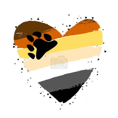 Téléchargez les illustrations : The flag of the bear brotherhood in the shape of a big heart. A colorful logo of one of the LGBT flags. Gay bear. Sexual identification. Vector illustration on a white background. - en licence libre de droit