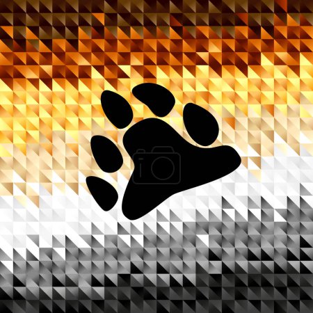 Téléchargez les illustrations : Abstract background of small colorful brown, orange, yellow, white, gray and black triangles. The flag of the bear brotherhood. Sexual identification. Vector illustration. - en licence libre de droit