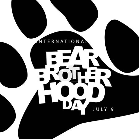 Téléchargez les illustrations : Inscription International day of the brotherhood of bears, July 9. Bear trail. Sexual identification. Vector illustration. - en licence libre de droit