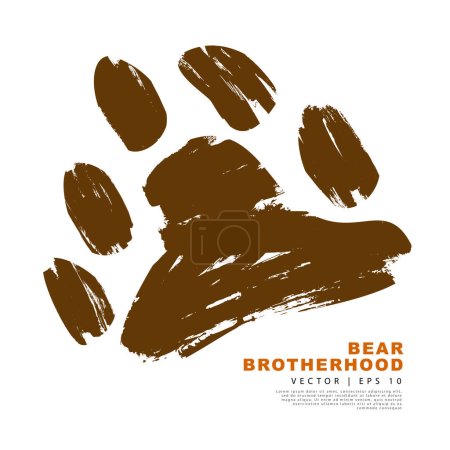 Illustration for The symbol and sign of the bear brotherhood. Bear trail. Brown brush strokes drawn by hand. A colorful logo of one of the LGBT flags. Sexual identification. - Royalty Free Image