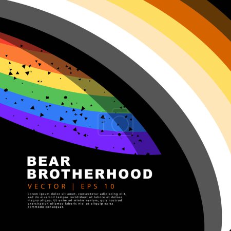 Téléchargez les illustrations : Flag of the LGBT and the flag of the bear brotherhood. sexual identification. Gay bear. Vector illustration on a dark background. - en licence libre de droit