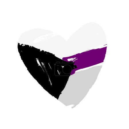 Ilustración de A flag of demisexual pride in the shape of a big heart. A colorful logo of one of the LGBT flags. Limited sexual attraction. Sexual identification. Vector illustration on a white background. - Imagen libre de derechos