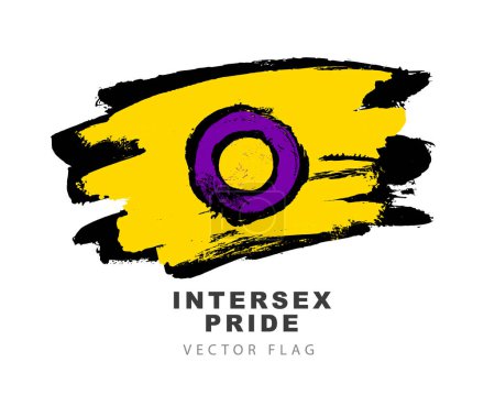 Illustration for The flag of intersex pride. Colored brush strokes drawn by hand. A colorful logo of one of the LGBT flags. Sexual identification. Vector illustration on a white background. - Royalty Free Image