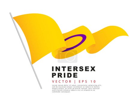 Illustration for The intersex pride flag is hanging on a flagpole and fluttering in the wind. A colorful logo of one of the LGBT flags. Sexual identification. Vector illustration on a white background. - Royalty Free Image