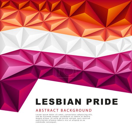 Illustration for Polygonal flag of lesbian pride. Abstract background in the form of colorful red, orange, white, pink and burgundy-purple pyramids. Sexual identification. Vector illustration. - Royalty Free Image