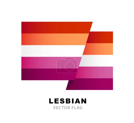 Illustration for The flag of lesbian pride. A colorful logo of one of the LGBT flags. Sexual identification. Vector illustration on a white background. - Royalty Free Image
