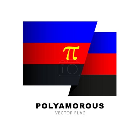 Ilustración de The flag of polyamorous pride. A colorful logo of one of the LGBT flags. Sexual identification. Vector illustration on a white background. - Imagen libre de derechos