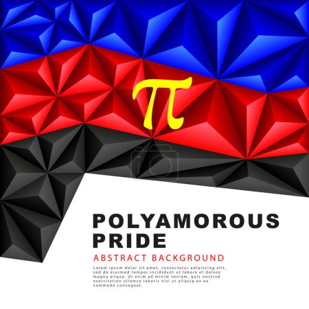 Ilustración de Polygonal flag of polyamorous pride. Abstract background in the form of colorful blue, red and black pyramids. Sexual identification. Vector illustration. - Imagen libre de derechos