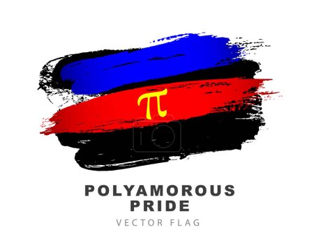 Ilustración de The flag of polyamorous pride. Colored brush strokes drawn by hand. A colorful logo of one of the LGBT flags. Sexual identification. Vector illustration on a white background. - Imagen libre de derechos