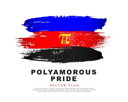Ilustración de Blue, red and black brush strokes drawn by hand. The flag of polyamorous pride. Sexual identification. A colorful logo of one of the LGBT flags. - Imagen libre de derechos